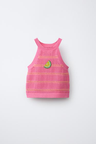 Вязаный кроп-топ с лимоном