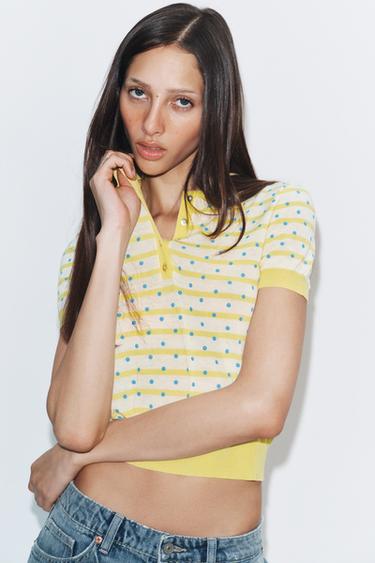 Zara Поло в полоску и горошек