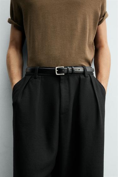 Zara Узкий кожаный ремень купить с доставкой.