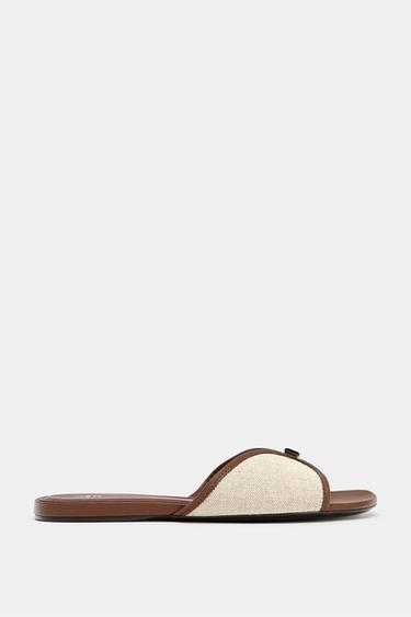 Zara Сандалии на плоской подошве с металлическим деталем