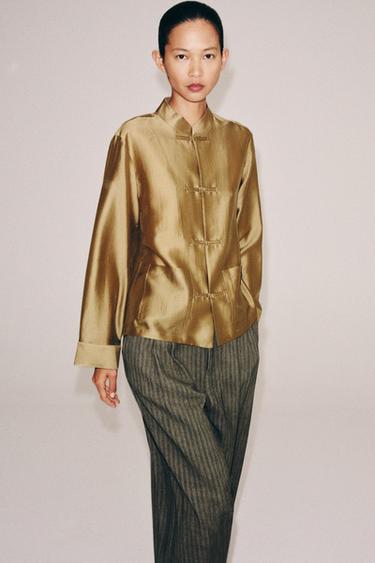 Zara Атласная рубашка с навесными петлями — коллекция ZARA «ZW» купить с доставкой.