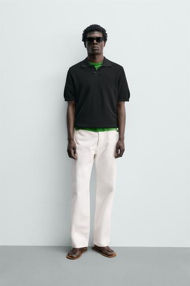 Zara Поло из рельефного трикотажа классического кроя