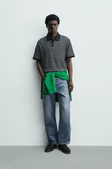 Поло жаккард в полоску