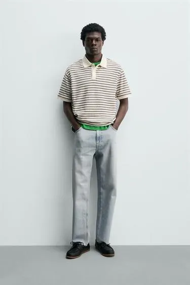 Поло жаккард в полоску