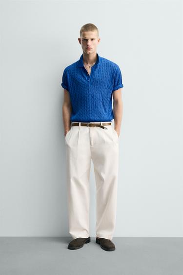 Zara Поло из рельефного трикотажа с косами купить с доставкой.