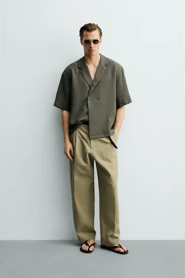 Рубашка-кимоно из вискозы и льна