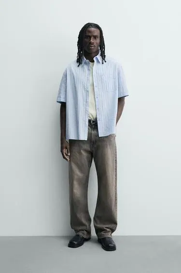 Рубашка Boxy Fit в полоску- Заказать в России