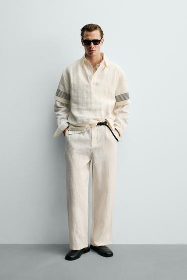 Zara Брюки свободного кроя из 100% льна