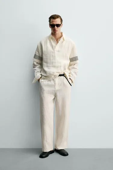 Брюки свободного кроя из 100% льна