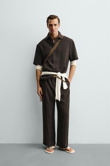 Zara Брюки свободного кроя из 100% льна