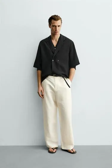 Рубашка-кимоно из вискозы и льна