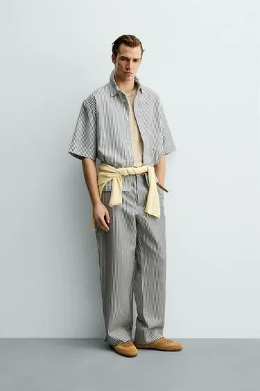 Рубашка свободного кроя в полоску- Заказать в России