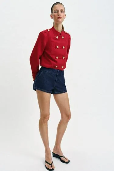 Укороченная куртка с пуговицами- Заказать в России