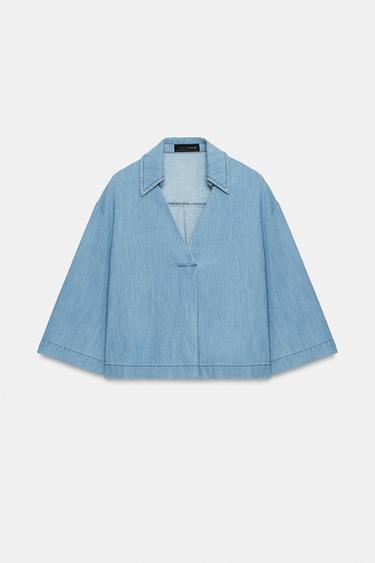 Zara Свободная блуза с V-образным вырезом купить с доставкой.