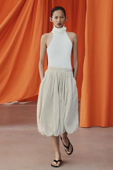 Zara Юбка-шар в клетку — коллекция ZARA «ZW» купить с доставкой.