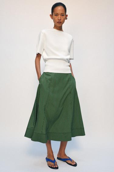 Zara Юбка миди в полоску — коллекция ZARA «ZW» купить с доставкой.