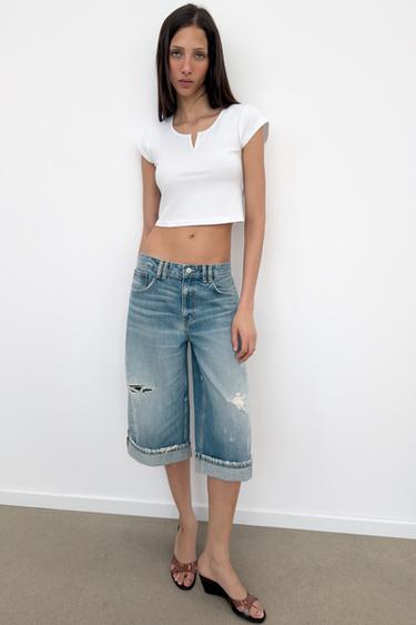 Zara Джинсовые шорты TRF со средней посадкой