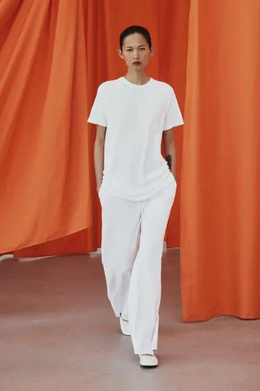 Брюки прямого кроя из хлопка- Заказать в России