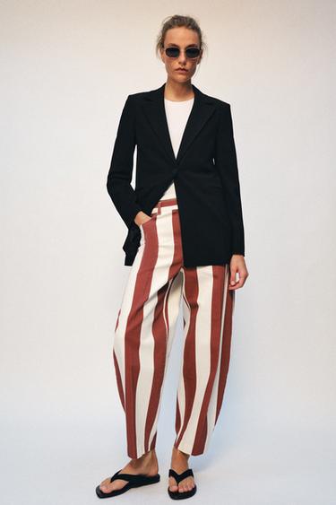 Zara Джинсы коллекция ZARA «ZW» TAPERED в полоску с высокой посадкой