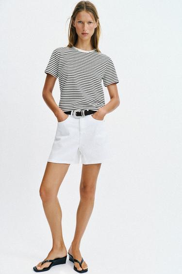 Zara Хлопковая футболка в стиле рустик