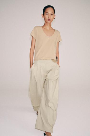 Zara Хлопковая футболка с короткими рукавами