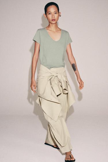 Zara Хлопковая футболка с короткими рукавами