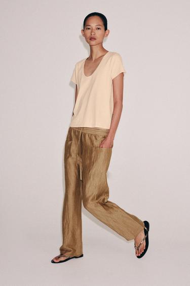Zara Хлопковая футболка с короткими рукавами