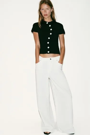 Трикотажный топ с асимметричной застежкой- Заказать в России