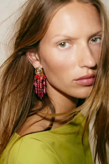 Серьги-катаракты с бусинами и стразами