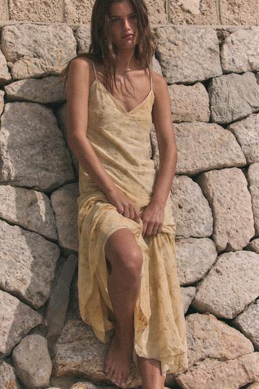 Zara Платье в бельевом стиле с эффектом выжженной ткани