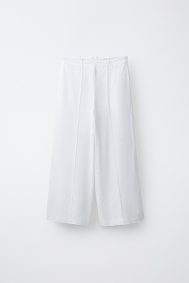 Zara Брюки прямого кроя из смесового льна купить с доставкой.