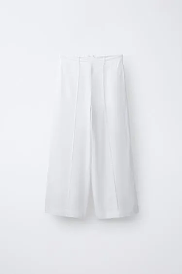 Брюки прямого кроя из смесового льна