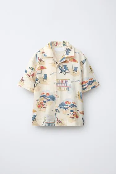 Рубашка боулинг с принтом  пляжные стулья - Заказать в России
