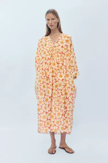 Платье-кафтан с цветочным принтом, ограниченная коллекция