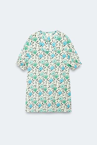 Zara Платье-кафтан с цветочным принтом лимитированная коллекция для девочек 2-14 лет