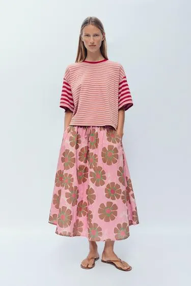 Миди-юбка с цветочным принтом из льняно-хлопковой смеси лимитированной коллекции