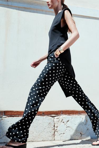 Zara Брюки клёш в горошек