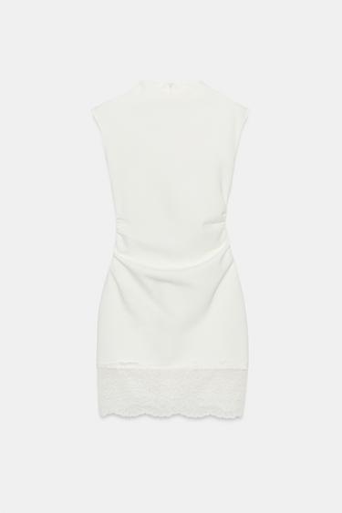 Zara Короткое платье из эластичной ткани с кружевом купить с доставкой.