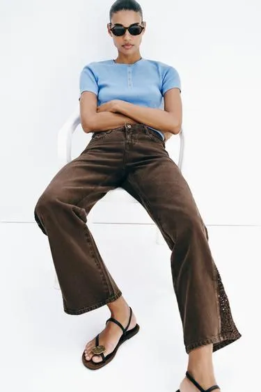 Джинсы Z1975 Loose со средней посадкой и вставками крючком- Заказать в России