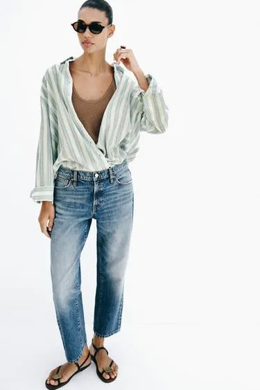 Объемная рубашка в полоску- Заказать в России