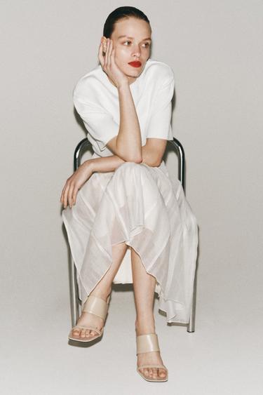 Zara Кожаные мюли на каблуке