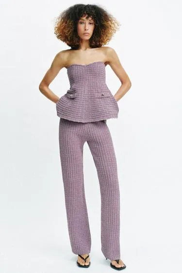 Эластичные брюки из рельефной ткани- Заказать в России