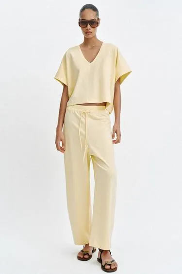 Брюки в стиле рустик на шнурке