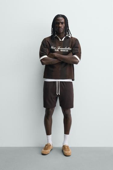 Шорты в стиле ретро футбол с контрастными элементами- Заказать в России