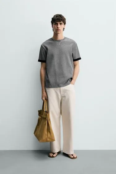 Жаккардовая футболка в контрастную полоску- Заказать в России