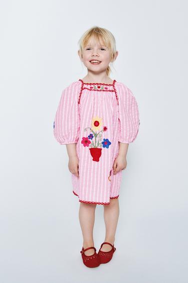 Платье в полоску с вышивкой Sissel Edelbo X Zara Kids