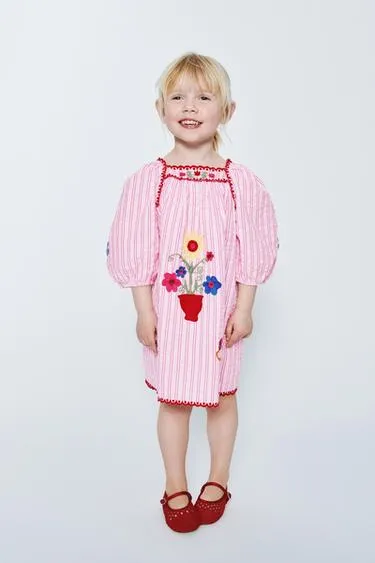 Платье в полоску с вышивкой Sissel Edelbo X Zara Kids- Заказать в России