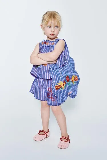 Шорты в полоску с вышивкой Sissel Edelbo X Zara Kids- Заказать в России