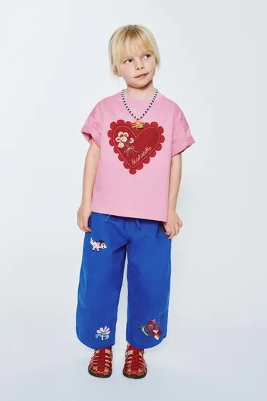 Футболка с сердцем и вышивкой Sissel Edelbo X Zara Kids