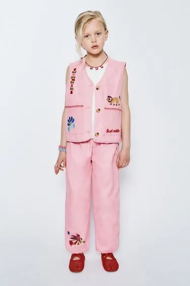 Брюки Baggy с вышивкой Sissel Edelbo X Zara Kids- Заказать в России